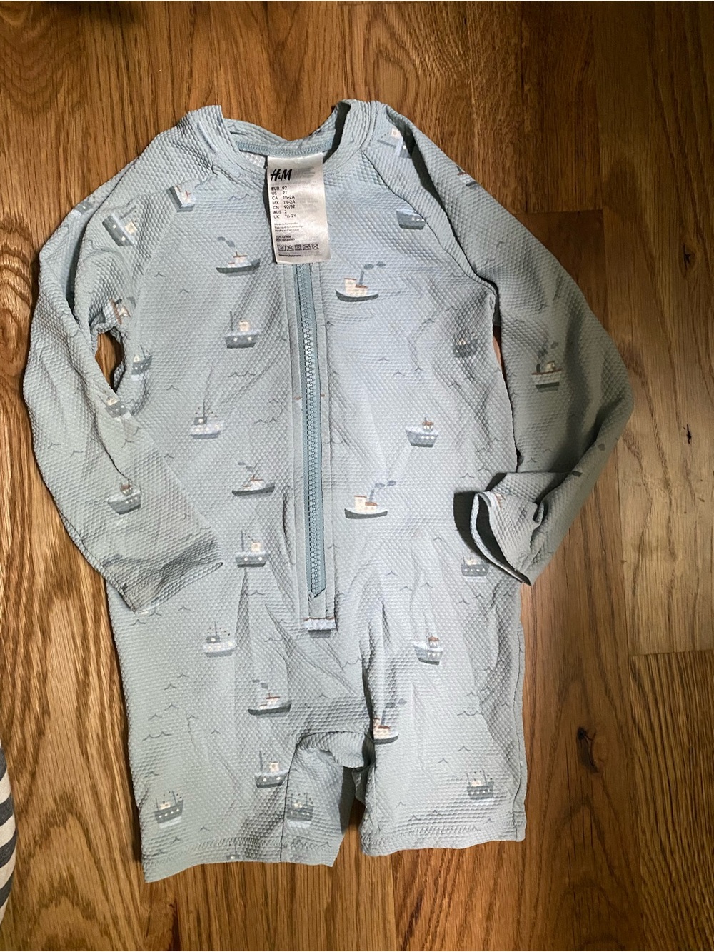 H&M Light Blue Sailboat Print Kids One-Piece Swimsuit